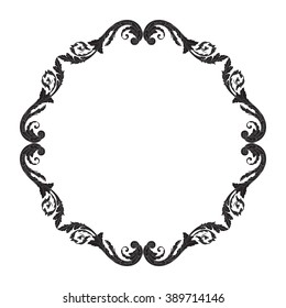 Vintage baroque frame scroll ornament engraving border floral retro pattern antique style acanthus foliage swirl decorative design element filigree calligraphy vector | damask - stock vector
