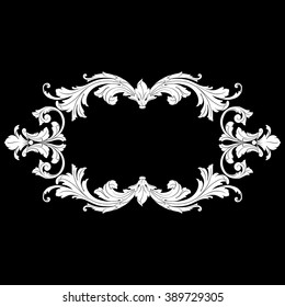 Vintage baroque frame scroll ornament engraving border floral retro pattern antique style acanthus foliage swirl decorative design element filigree calligraphy vector | damask - stock vector
