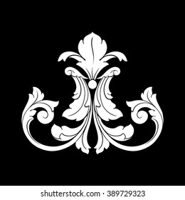 Vintage baroque frame scroll ornament engraving border floral retro pattern antique style acanthus foliage swirl decorative design element filigree calligraphy vector | damask - stock vector