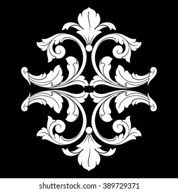 Vintage baroque frame scroll ornament engraving border floral retro pattern antique style acanthus foliage swirl decorative design element filigree calligraphy vector | damask - stock vector