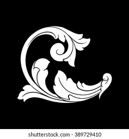 Vintage baroque frame scroll ornament engraving border floral retro pattern antique style acanthus foliage swirl decorative design element filigree calligraphy vector | damask - stock vector