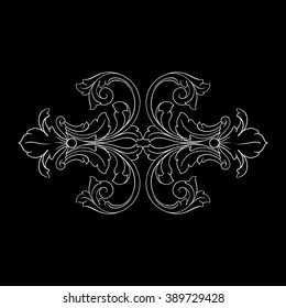 Vintage baroque frame scroll ornament engraving border floral retro pattern antique style acanthus foliage swirl decorative design element filigree calligraphy vector | damask - stock vector