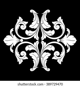 Vintage baroque frame scroll ornament engraving border floral retro pattern antique style acanthus foliage swirl decorative design element filigree calligraphy vector | damask - stock vector
