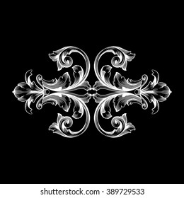 Vintage baroque frame scroll ornament engraving border floral retro pattern antique style acanthus foliage swirl decorative design element filigree calligraphy vector | damask - stock vector