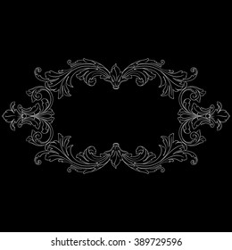 Vintage baroque frame scroll ornament engraving border floral retro pattern antique style acanthus foliage swirl decorative design element filigree calligraphy vector | damask - stock vector