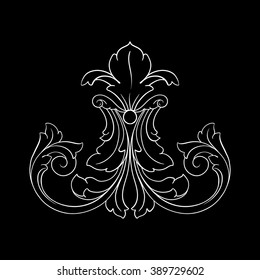 Vintage baroque frame scroll ornament engraving border floral retro pattern antique style acanthus foliage swirl decorative design element filigree calligraphy vector | damask - stock vector