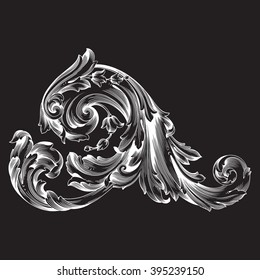 Vintage baroque frame scroll ornament engraving border floral