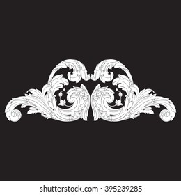Vintage baroque frame scroll ornament engraving border floral 
