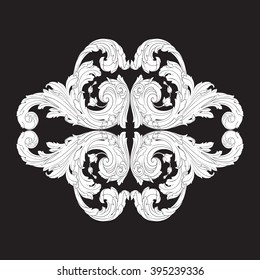 Vintage baroque frame scroll ornament engraving border floral