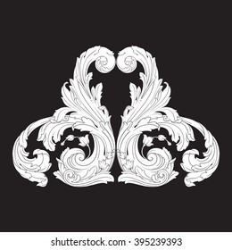 Vintage baroque frame scroll ornament engraving border floral 