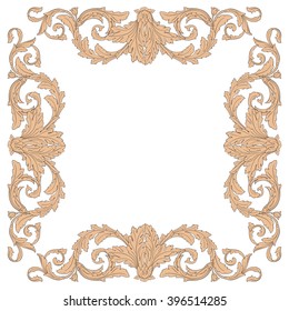 Vintage baroque frame scroll ornament engraving border floral retro pattern antique style acanthus foliage swirl decorative design element filigree calligraphy vector | damask - stock vector