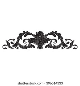 Vintage baroque frame scroll ornament engraving border floral retro pattern antique style acanthus foliage swirl decorative design element filigree calligraphy vector | damask - stock vector