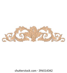 Vintage baroque frame scroll ornament engraving border floral retro pattern antique style acanthus foliage swirl decorative design element filigree calligraphy vector | damask - stock vector