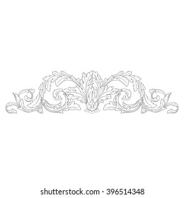 Vintage baroque frame scroll ornament engraving border floral retro pattern antique style acanthus foliage swirl decorative design element filigree calligraphy vector | damask - stock vector
