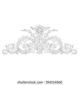 Vintage baroque frame scroll ornament engraving border floral retro pattern antique style acanthus foliage swirl decorative design element filigree calligraphy vector | damask - stock vector