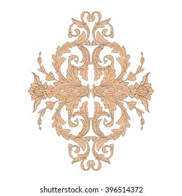 Vintage baroque frame scroll ornament engraving border floral retro pattern antique style acanthus foliage swirl decorative design element filigree calligraphy vector | damask - stock vector