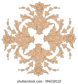 Vintage baroque frame scroll ornament engraving border floral retro pattern antique style acanthus foliage swirl decorative design element filigree calligraphy vector | damask - stock vector