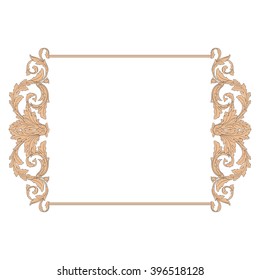 Vintage baroque frame scroll ornament engraving border floral retro pattern antique style acanthus foliage swirl decorative design element filigree calligraphy vector | damask - stock vector