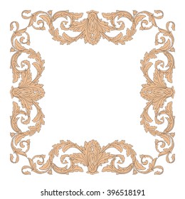 Vintage baroque frame scroll ornament engraving border floral retro pattern antique style acanthus foliage swirl decorative design element filigree calligraphy vector | damask - stock vector