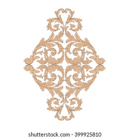 Vintage baroque frame scroll ornament engraving border floral retro pattern antique style acanthus foliage swirl decorative design element filigree calligraphy vector | damask - stock vector