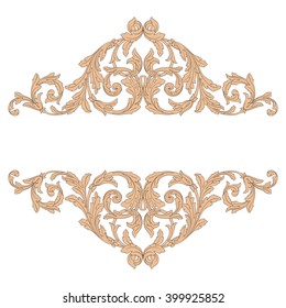Vintage baroque frame scroll ornament engraving border floral retro pattern antique style acanthus foliage swirl decorative design element filigree calligraphy vector | damask - stock vector