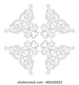 Vintage baroque frame scroll ornament engraving border floral retro pattern antique style acanthus foliage swirl decorative design element filigree calligraphy vector | damask - stock vector