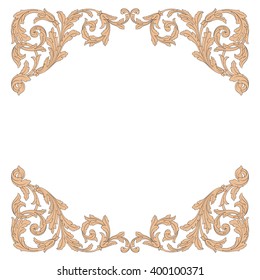 Vintage baroque frame scroll ornament engraving border floral retro pattern antique style acanthus foliage swirl decorative design element filigree calligraphy vector | damask - stock vector