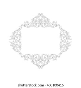 Vintage baroque frame scroll ornament engraving border floral retro pattern antique style acanthus foliage swirl decorative design element filigree calligraphy vector | damask - stock vector