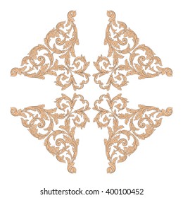 Vintage baroque frame scroll ornament engraving border floral retro pattern antique style acanthus foliage swirl decorative design element filigree calligraphy vector | damask - stock vector