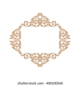 Vintage baroque frame scroll ornament engraving border floral retro pattern antique style acanthus foliage swirl decorative design element filigree calligraphy vector | damask - stock vector