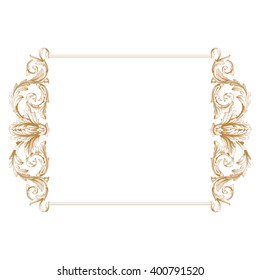 Vintage baroque frame scroll ornament engraving border floral retro pattern antique style acanthus foliage swirl decorative design element filigree calligraphy vector | damask - stock vector