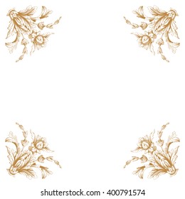 Vintage baroque frame scroll ornament engraving border floral retro pattern antique style acanthus foliage swirl decorative design element filigree calligraphy vector | damask - stock vector