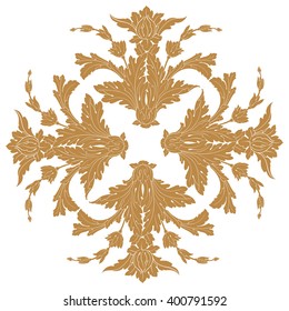 Vintage baroque frame scroll ornament engraving border floral retro pattern antique style acanthus foliage swirl decorative design element filigree calligraphy vector | damask - stock vector