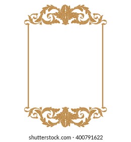 Vintage baroque frame scroll ornament engraving border floral retro pattern antique style acanthus foliage swirl decorative design element filigree calligraphy vector | damask - stock vector
