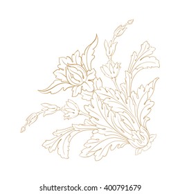 Vintage baroque frame scroll ornament engraving border floral retro pattern antique style acanthus foliage swirl decorative design element filigree calligraphy vector | damask - stock vector