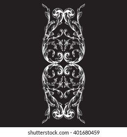 Vintage baroque frame scroll ornament engraving border floral retro pattern antique style acanthus foliage swirl decorative design element filigree calligraphy vector | damask - stock vector