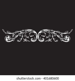Vintage baroque frame scroll ornament engraving border floral retro pattern antique style acanthus foliage swirl decorative design element filigree calligraphy vector | damask - stock vector