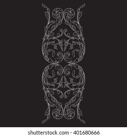 Vintage baroque frame scroll ornament engraving border floral retro pattern antique style acanthus foliage swirl decorative design element filigree calligraphy vector | damask - stock vector