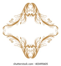 Vintage baroque frame scroll ornament engraving border floral retro pattern antique style acanthus foliage swirl decorative design element filigree calligraphy wedding 