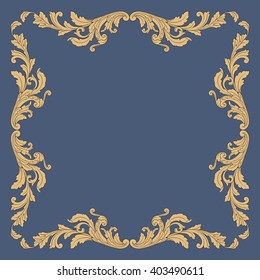 Vintage baroque frame scroll ornament engraving border floral retro pattern antique style acanthus foliage swirl decorative design element filigree calligraphy wedding 