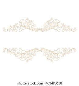 Vintage baroque frame scroll ornament engraving border floral retro pattern antique style acanthus foliage swirl decorative design element filigree calligraphy wedding 