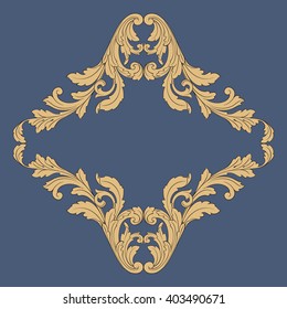 Vintage baroque frame scroll ornament engraving border floral retro pattern antique style acanthus foliage swirl decorative design element filigree calligraphy wedding 