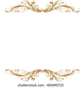 Vintage baroque frame scroll ornament engraving border floral retro pattern antique style acanthus foliage swirl decorative design element filigree calligraphy wedding 