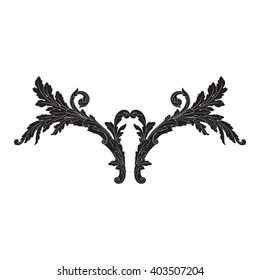 Vintage baroque frame scroll ornament engraving border floral retro pattern antique style acanthus foliage swirl decorative design element filigree calligraphy vector | damask - stock vector