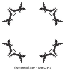 Vintage baroque frame scroll ornament engraving border floral retro pattern antique style acanthus foliage swirl decorative design element filigree calligraphy vector | damask - stock vector