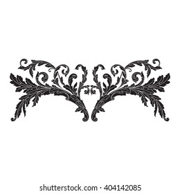 Vintage baroque frame scroll ornament engraving border floral retro pattern antique style acanthus foliage swirl decorative design element filigree calligraphy vector | damask - stock vector
