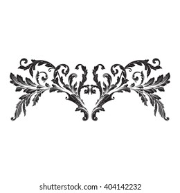 Vintage baroque frame scroll ornament engraving border floral retro pattern antique style acanthus foliage swirl decorative design element filigree calligraphy vector | damask - stock vector