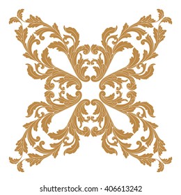 Vintage baroque frame scroll ornament engraving border floral retro pattern antique style acanthus foliage swirl decorative design element filigree calligraphy vector