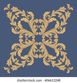 Vintage baroque frame scroll ornament engraving border floral retro pattern antique style acanthus foliage swirl decorative design element filigree calligraphy vector