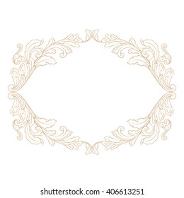 Vintage baroque frame scroll ornament engraving border floral retro pattern antique style acanthus foliage swirl decorative design element filigree calligraphy vector